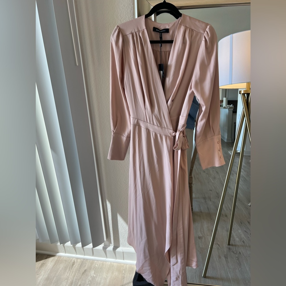 BCBG pink wrap dress